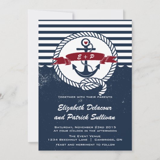 Nautical Wedding Invitation Kaart (Voorkant)