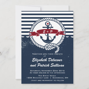Nautical Wedding Invitation Kaart