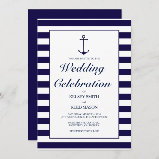 Nautical Wedding Invitation Kaart (Voorkant / Achterkant)