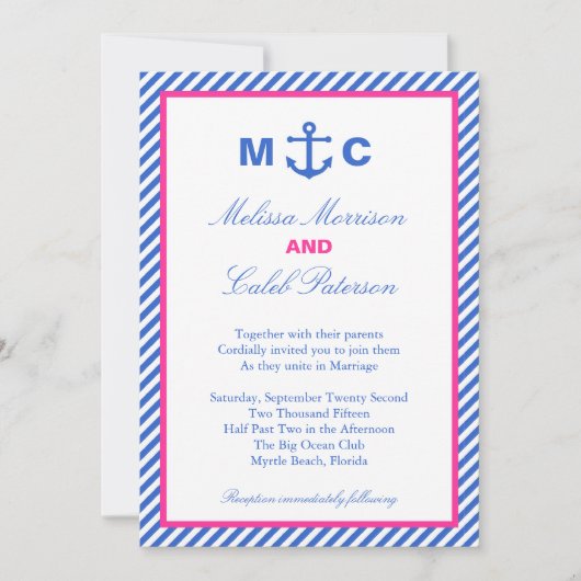 Nautical Wedding Invitation Kaart (Voorkant)