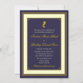 Nautical Wedding Invitation Navy and Gold Seahorse Kaart (Voorkant)