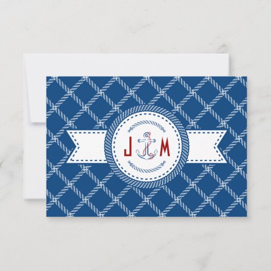 Nautical Wedding Invitation Ticket RSVP (Achterkant)