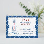Nautical Wedding Invitation Ticket RSVP Kaartje (Staand voorkant)