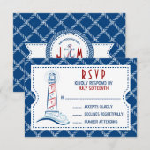 Nautical Wedding Invitation Ticket RSVP Kaartje (Voorkant / Achterkant)