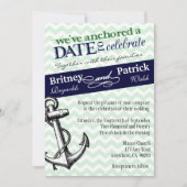 Nautical Wedding Invitations in Navy & Green Ancho Kaart (Voorkant)