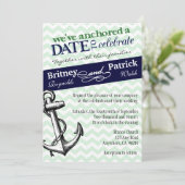 Nautical Wedding Invitations in Navy & Green Ancho Kaart (Staand voorkant)