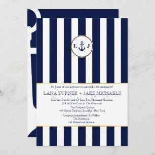 Nautical Wedding Invitations (marinegestreept) Kaart