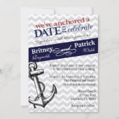 Nautical Wedding Invitations Navy Blue Anchor Kaart (Voorkant)