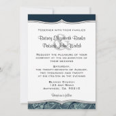 Nautical Wedding Invitations Navy Blue & Aqua Naut Kaart (Achterkant)