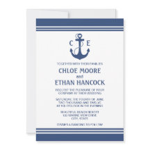 Nautical Wedding Invitations Navy Blue