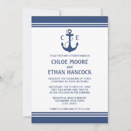 Nautical Wedding Invitations Navy Blue Kaart