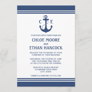 Nautical Wedding Invitations Navy Blue Kaart