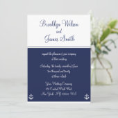 Nautical Wedding Invitations Navy Blue Kaart (Staand voorkant)