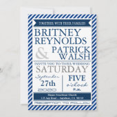 Nautical Wedding Invitations Navy Blue White Kaart (Achterkant)