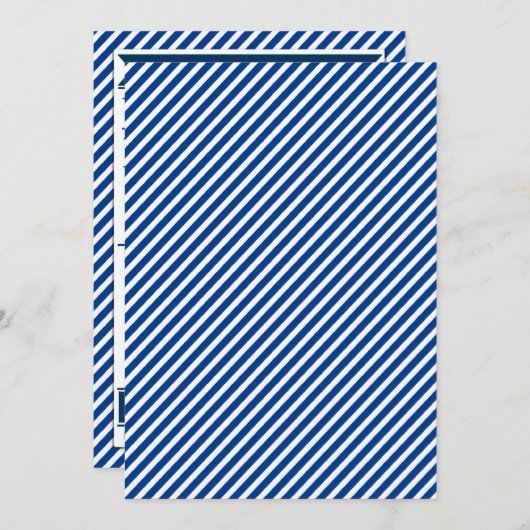 Nautical Wedding Invitations Navy Blue White Kaart (Voorkant / Achterkant)