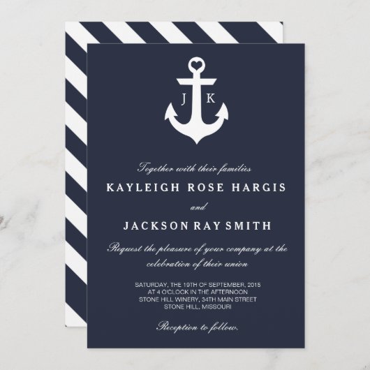 Nautical Wedding Invitations | Weddenschap Kaart (Voorkant / Achterkant)