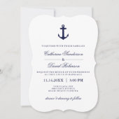 Nautical Wedding Invitations with Navy Stripes Kaart (Voorkant)