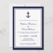 Nautical Wedding Invitations with Navy Stripes Kaart (Voorkant)