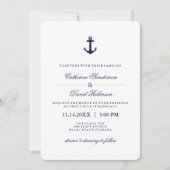Nautical Wedding Invitations with Navy Stripes Kaart (Voorkant)
