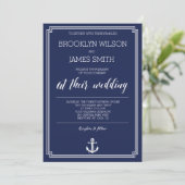 Nautical Wedding Invitations with White Lijst Kaart (Staand voorkant)