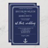 Nautical Wedding Invitations with White Lijst Kaart (Voorkant / Achterkant)