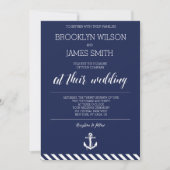 Nautical Wedding Invitations with White Stripes Kaart (Voorkant)