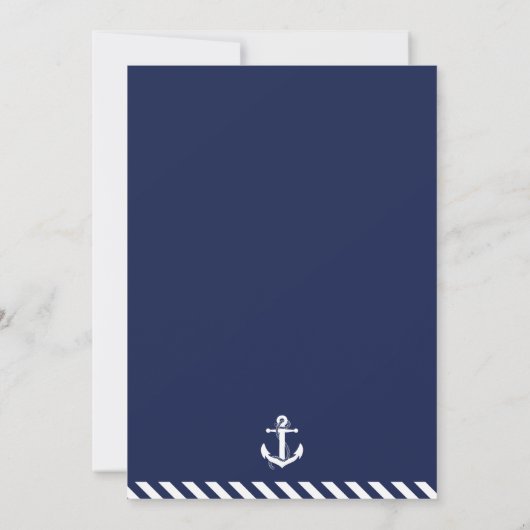 Nautical Wedding Invitations with White Stripes Kaart (Achterkant)