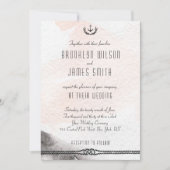 Nautical Wedding Invitding Waterverf Peach Kaart (Voorkant)