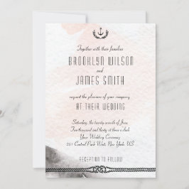 Nautical Wedding Invitding Waterverf Peach Kaart