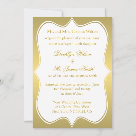 Nautical Wedding Inviting Gold Compass Kaart (Voorkant)