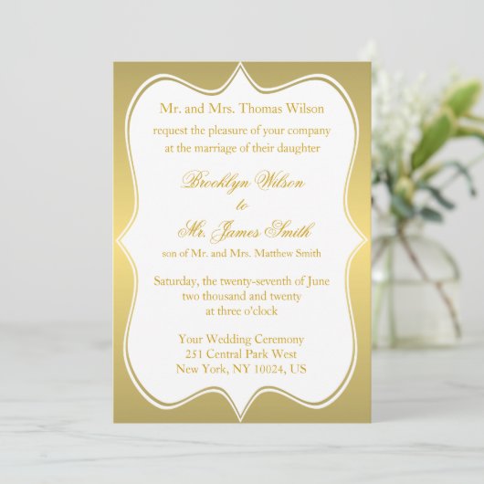 Nautical Wedding Inviting Gold Compass Kaart (Staand voorkant)