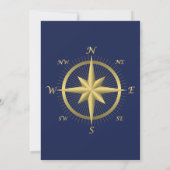 Nautical Wedding Inviting Gold Compass Kaart (Achterkant)