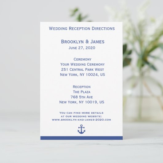 Nautical Wedding Maps and Directions Informatiekaartje (Staand voorkant)