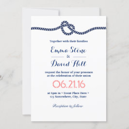 Nautical Wedding Minimalist Navy Tying the Knot Kaart