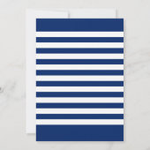 Nautical Wedding Navy Blue Anchor & Stripes Kaart (Achterkant)