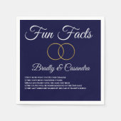 Nautical Wedding Navy Blue en White Fun Facts Nap Servet (Voorkant)