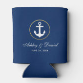 Nautical Wedding Navy Blue Gold Blikjeskoeler (Achterkant)