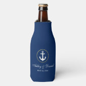Nautical Wedding Navy Blue Gold Flesjeskoeler (Fles Voorkant)