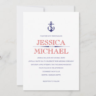 Nautical Wedding Navy Blue Nautical Red Stripes in Kaart