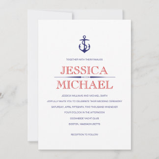 Nautical Wedding Navy Blue Nautical Red Stripes in Kaart