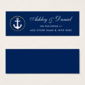 Nautical Wedding Navy Blue Registry Insert Kaart (Voorkant /achterkant)