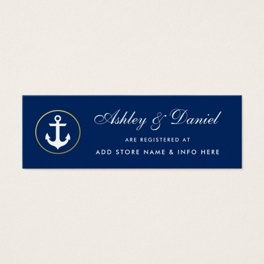 Nautical Wedding Navy Blue Registry Insert Kaart (Voorkant)