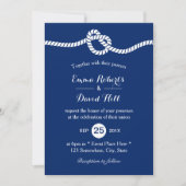 Nautical Wedding Navy Blue Tying the Knot Elegant Kaart (Voorkant)