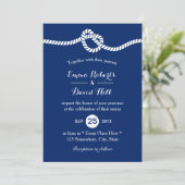 Nautical Wedding Navy Blue Tying the Knot Elegant Kaart (Staand voorkant)
