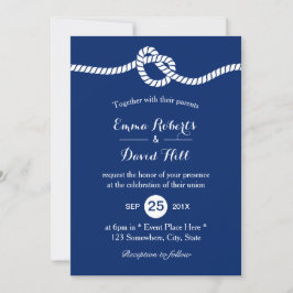 Nautical Wedding Navy Blue Tying the Knot Elegant Kaart