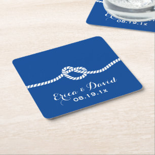 Nautical Wedding Navy Blue Tying the Knot Kartonnen Onderzetters