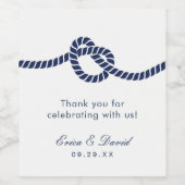 Nautical Wedding Navy Blue Tying the Knot Wijn Etiket (Enkel label)
