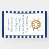 Nautical Wedding Navy Waterverf Steering Wheel Spandoek (Horizontaal)