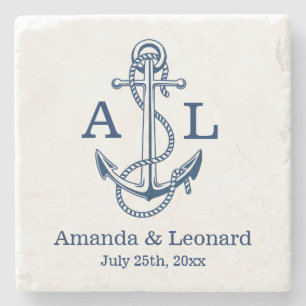 Nautical Wedding onderzetter gepersonaliseerd   Vo