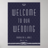 Nautical Wedding Reception Sign 18x24 Blue Anchors Poster (Voorkant)
